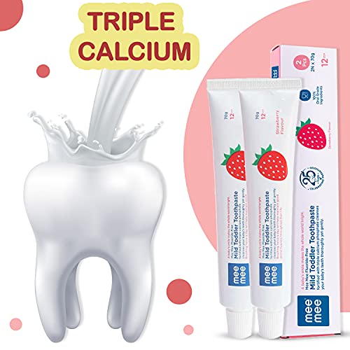 Mee-Mee-Fluoride-Free-Baby-Toothpaste-for-Kids-Fortified-with-Triple-Calcium-Phosphate-Cavity-Protection-Oral-Care-Best-for-Baby-1-year-70-gram-Strawberry-Pack-of-2