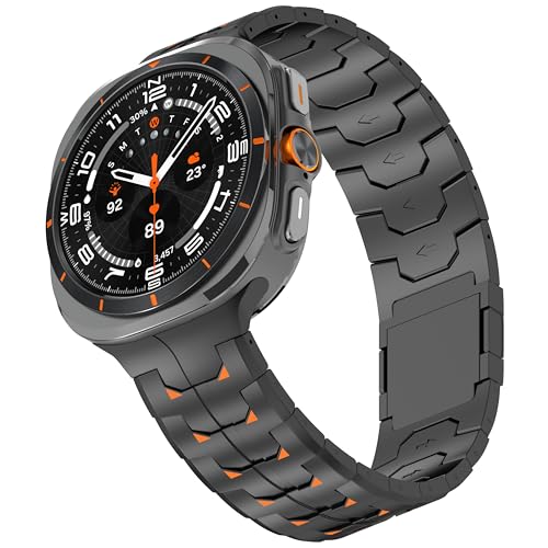 VeveXiao Correa de titanio resistente compatible con Samsung Galaxy Watch 7 Ultra, sin huecos, pulsera de eslabones de metal de titanio de lujo con hebilla magnética para Galaxy Watch Ultra 2025 para
