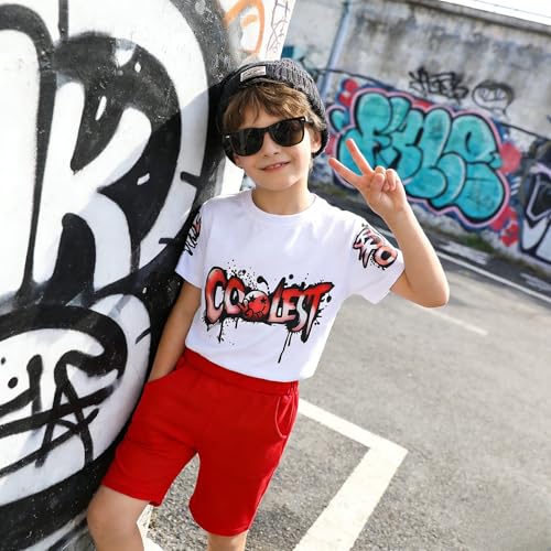 Image of Yoxindax Boys Clothes 2-Piece Casual Street Style Turn-Down Collar Half Zip Kids 4-12 Years Teen Boys Summer Outfits