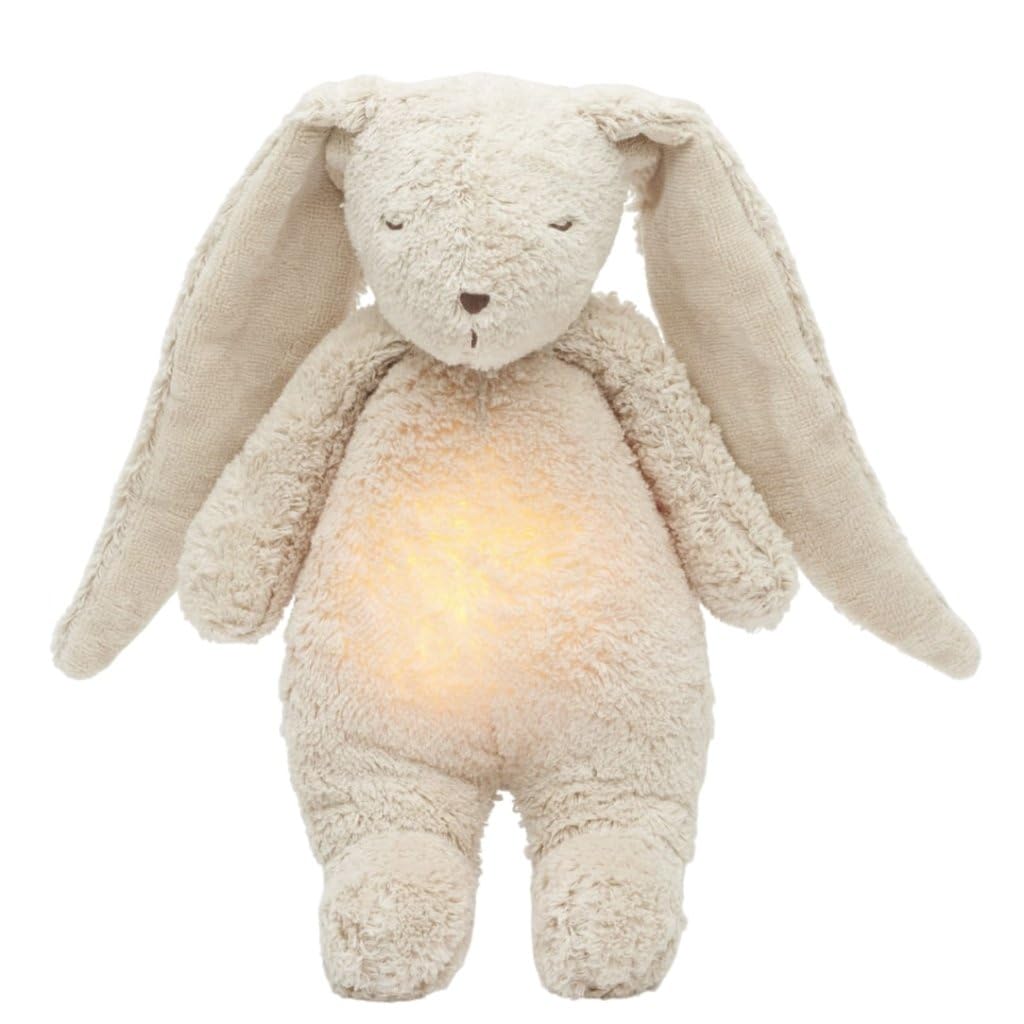 Moonie 2.0 Organic Humming Bunny with Night Lamp – Sand | Soothing White & Pink Noise Sleep Aid for Babies | Voice Recording | Rechargeable, GOTS Certified Cotton | Calming Plush for Newborn & Toddler