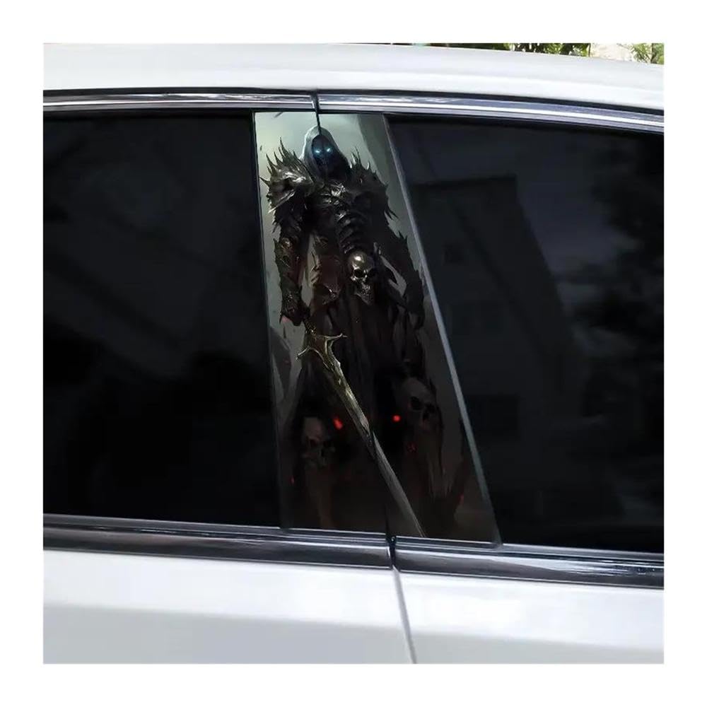 Decorative Items 2pcs Car Center Column Stickers DIY Horror Skull Car Door Pillar Stickers(H)