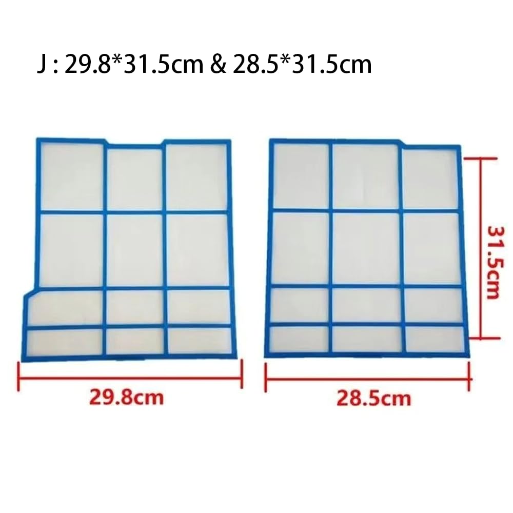 Filtro professionale per condizionatore d'aria, telaio in plastica con rete fine, compatibile con Panasonic e Hitachi (J: 29,8 x 31,5 cm e 28,5 x 31,5 cm)