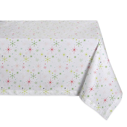 Big Sale DII Christmas Star Holiday Print Tablecloth, Large, 60x120, White/Red/Green