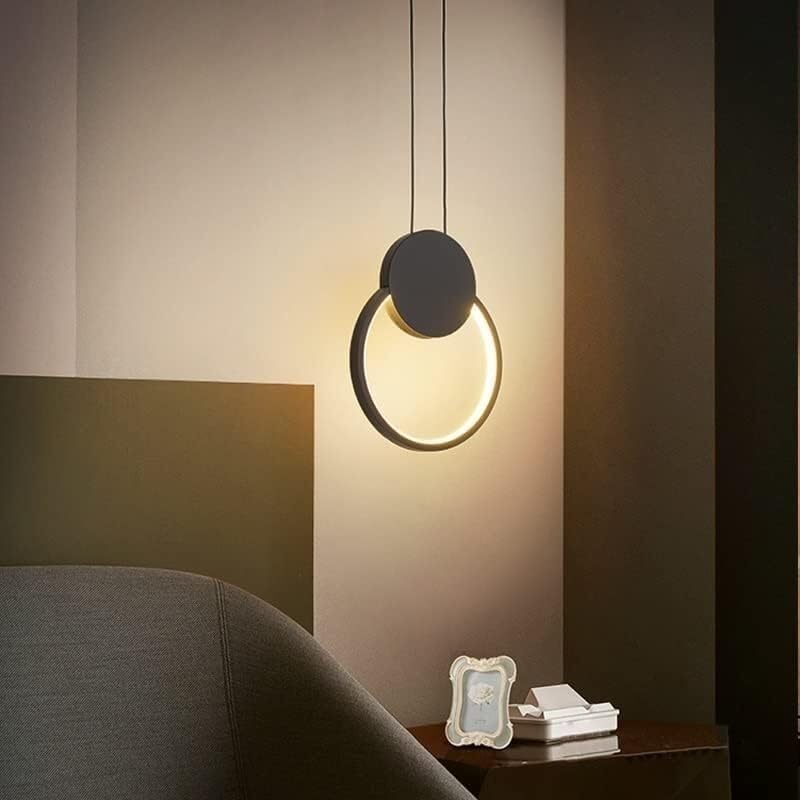 Lustre LED noir 12W suspension moderne salon et cuisine réglable