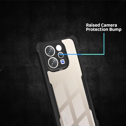 Image of Polycarbonate Crystal Clear Back Cover Case for Vivo V70 Elite 5G | 360 Degree Protection | Shock Proof Design | Transparent Back Cover for Vivo V70 Elite 5G - Black Bumper