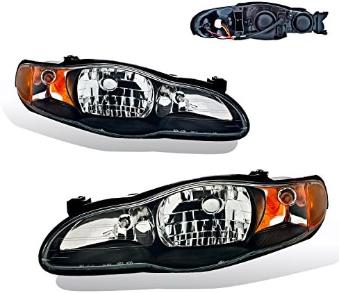 SPPC Headlights Black Assembly Set for 00-05 Chevrolet Monte Carlo - (Pair) Includes Driver Left and Passenger Right Side Replacement Headlamp