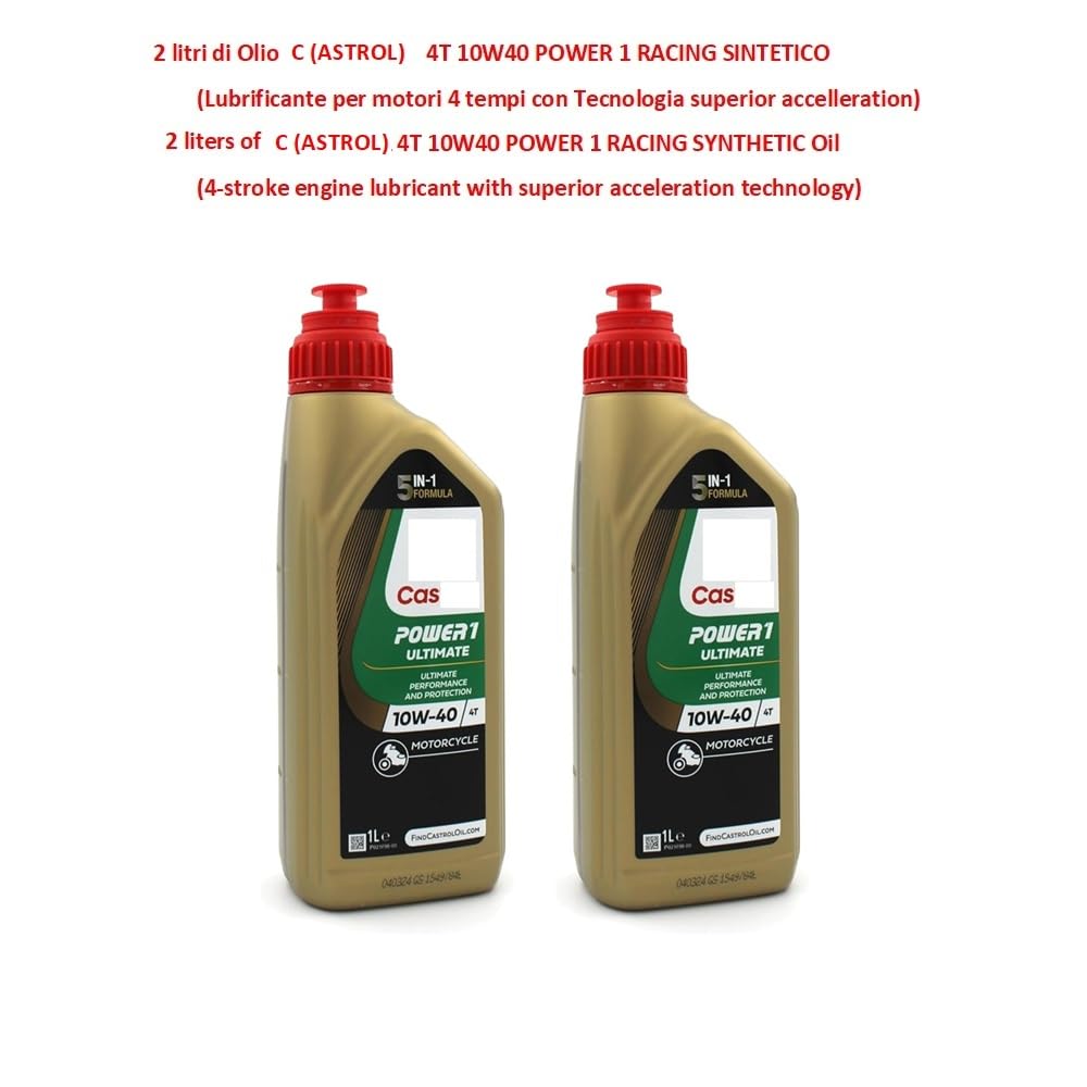 KOMPATIBEL MIT Vespa Primavera 50 4T ÖLWECHSEL-Service-KIT FÜR Roller 2 Liter ÖL C (ASTROL) 10W40 4T Power 1 Synthetik Racing+ÖLFILTER+LUFTFILTER+ZÜNDKERZE WARTUNG des Motors