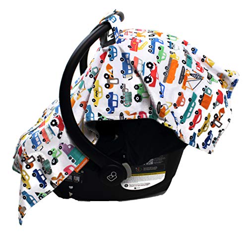 Image of Dear Baby Gear Car Seat Canopy - Premium Infant Car Seat Cover for Maximum Protection and Style - Breathable - Carseat Canopy - for Baby - Cars, Trucks, Heavy Equipments /Gray Smooth, 40 inch x 30 inch