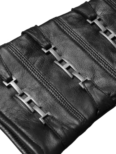 Image of URBAN BUCK Real Sheepskin Leather Sky Gauntlet Costume Glove - Regular Fit Long Arm Cuff Mens Unlined Cosplay Gloves
