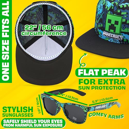 Image of Spongebob | Minecraft | Fortnite | Super Mario | Kids Baseball Cap & Sunglasses with UV Protection, Gifts for Boys