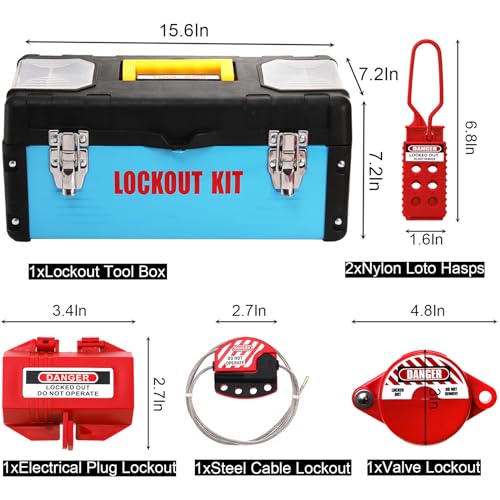 Wuweot LOCKOUT TAGOUT KIT 67 Lockout Tagout Kit, Electrical Safety Loto Kit Includes Clamp-On Circuit Breaker Lockout thumb #2