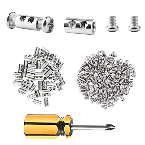 Fshihine Adjustable Wire Rope Clips For 1-2 Mm Diameter Wire Rope & Cable 50Pcs Wire Rope Grips Wire Rope Lock With End Screw Stopper&Screwdriver, Shaped Wire Rope Clamp Aluminum Crimping Loop Sleeve #TOP23