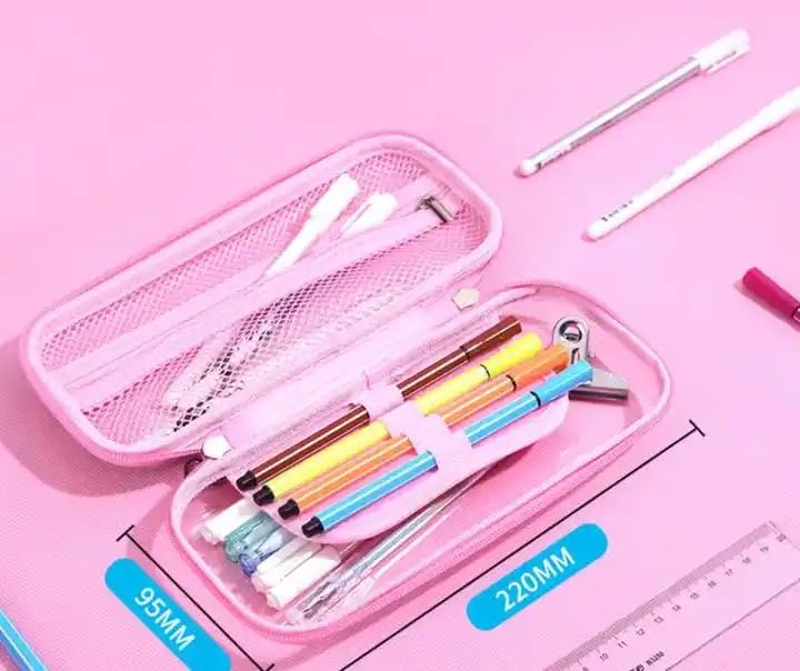 Image of EVA Large Capacity Stationery Box 3D Cartoon Pen Pencil case Multi-Compartment for School Students with Zip Closure -Best Birthday Gift for Girls, Boys & Kids (Dream Unicorn-Pink)