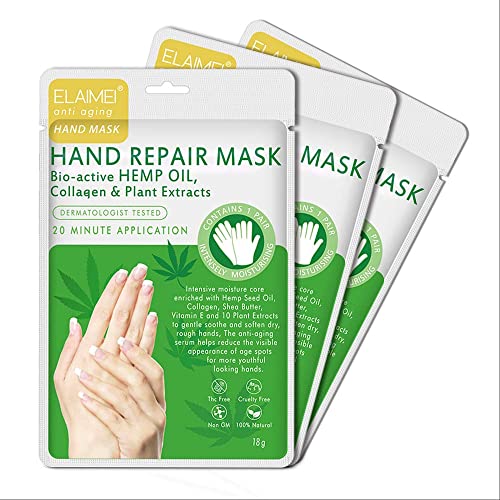 Crema idratante mani maschera 3 confezioni, guanti per il trattamento della spa mano, maschera per mani idratante, maschera per la riparazione delle mani per la pelle secca, cura delle mani (umida)