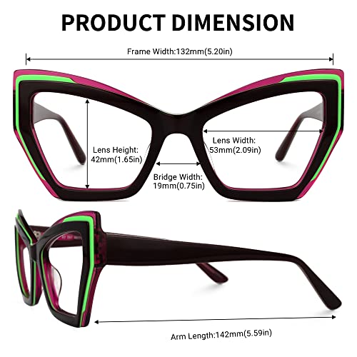 Image of Zeelool Vintage Oversized Cat Eye Blue Light Blocking Glasses for Women Alma JGA168677