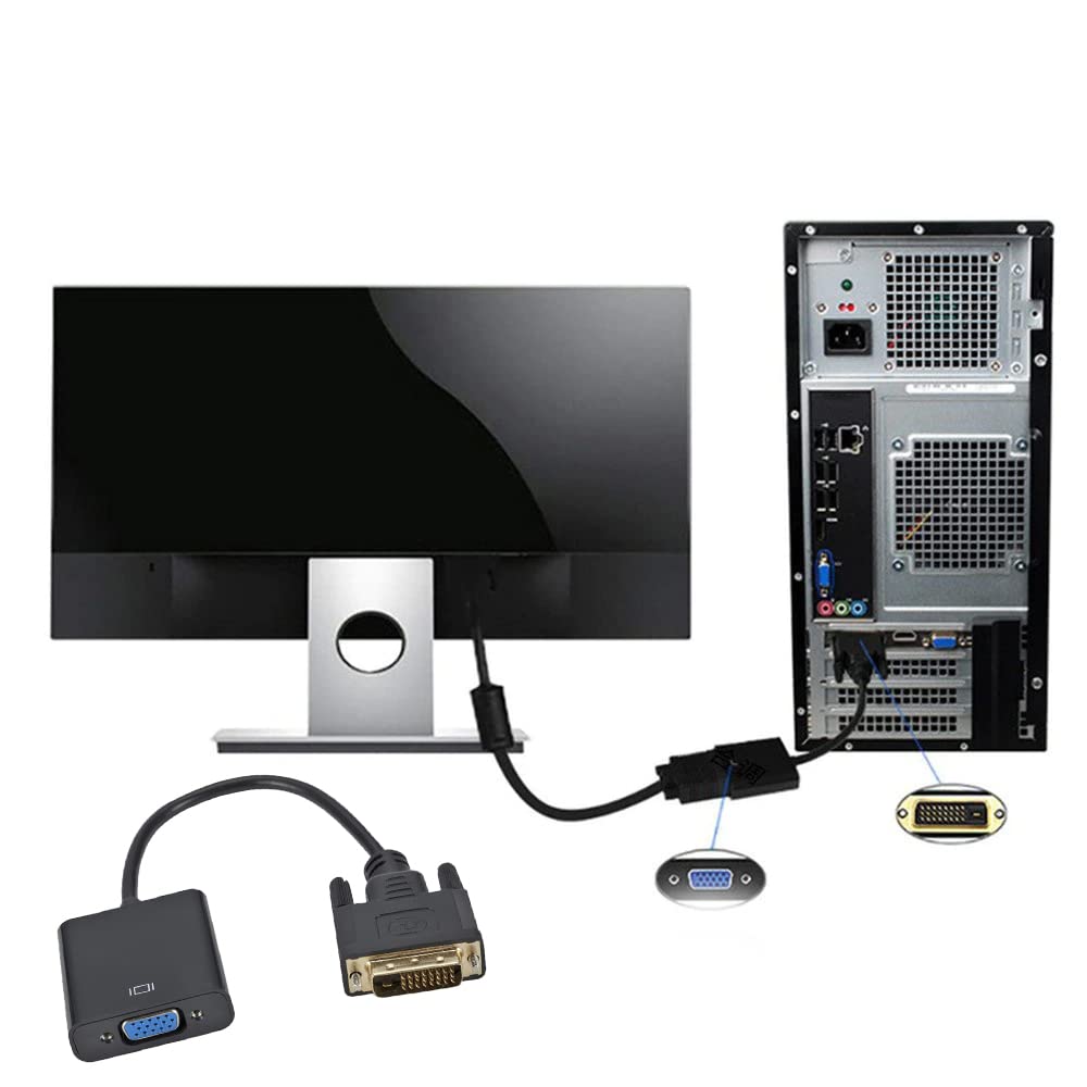 Retoo DVI - Convertitore VGA da 26 cm, da DVI-D 24+1 a VGA, supporta 1920 x 1200, 1080p 60Hz, adattatore VGA, connettore DVI e VGA, da digitale ad analogico, per PC, schede grafiche, giochi, laptop
