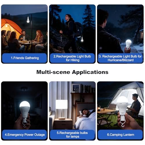 6Pack Rechargeable Emergency Light Bulbs Battery Powered LED Light Bulb by GOIRLYCE - Used condition - Image 6