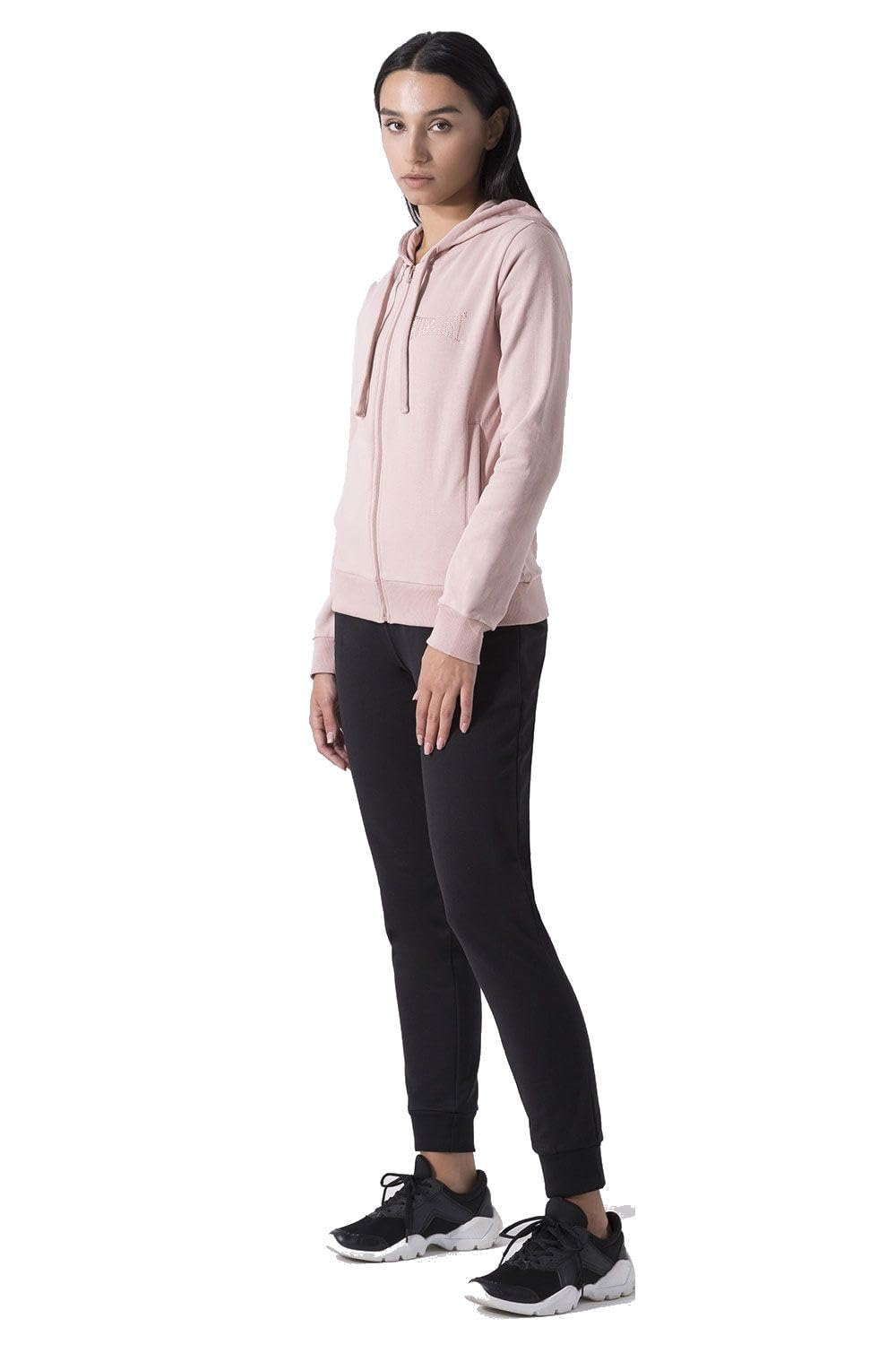 Everlast tuta da ginnastica per donna completo sportivo in cotone felpato set per sport e tempo libero o palestra (IT, Testo, XL, Regular, Regular, Rosa/Nero cappuccio)