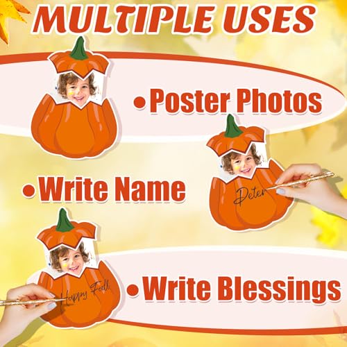 Image of 50 Sets Fall Pumpkin Cutouts Thanksgiving Bulletin Board Decor Autumn Pumpkin Paper Cut-Outs DIY Pumpkin Photo Craft for Classroom Home Party