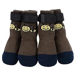 PETLOFT Calcetines antideslizantes para perros, 4 ...: Pruebe los elegantes calcetines para perros antideslizantes para interiores PETLOFT durante los días fríos; no solo mantiene las patas de su amigo limpias y cálidas, sino que también protege eficazmente los muebles y el piso de madera contra rasguños...