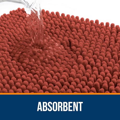 Image of OLANLY Large Bathroom Rugs 59x35, Soft Absorbent Chenille Bath Rugs, Rubber Backing Quick Dry, Machine Washable Bath Mats for Bathroom Floor, Tub and Shower, Home Decor Accessories, Rustic Terracotta