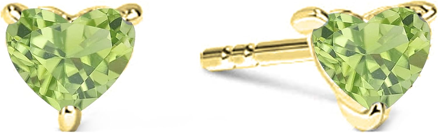 2.00 CTW. Heart Cut White Diamond Solitaire Stud Earrings For Women, 14K Gold Plated Silver April Birthstone Diamond Heart Earrings