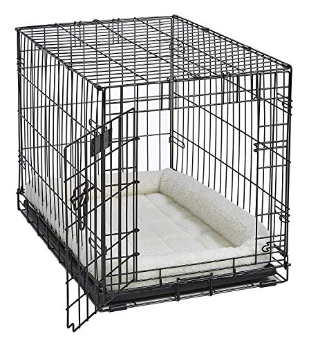 Image of MidWest Homes for Pets QuietTime Dog Bed - White Fleece Bolster, Ultra-Soft and Machine Washable, Fits 30-Inch Crates and Carriers, for Medium Breed Dogs