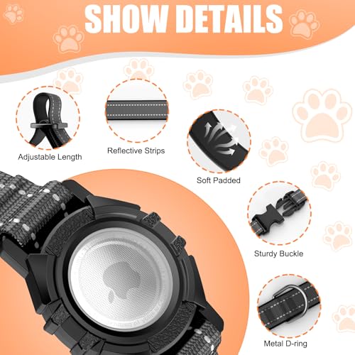 Image of AirTag Dog Collar, IP68 Waterproof Air Tag Dog Collar Holder (Black, M) | Air Tag Dog Collars Reflective, Ultra-Durable, Comfortable Padded, Heavy Duty Dog Collars Collars for Small - Large Dogs