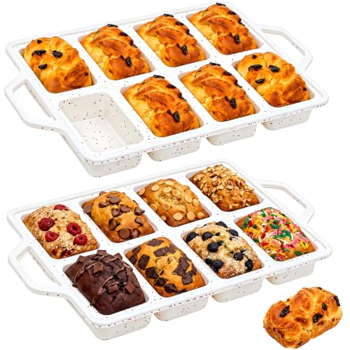 Vinino 2 Pack Mini Silicone Loaf Pans with Metal...