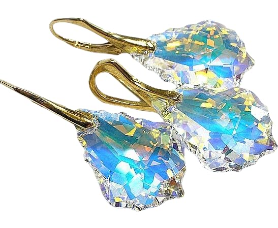 Juego de pendientes y collar de cristal brillante con acabado de oro de 24 quilates de ARANDE