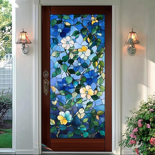 Vinilo decorativo 3D flores azul 39.3 x 17.7 in miniatura 6