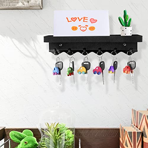 Echehi 6 Hooks Key Holder, Self Adhesive or Drilling 2 Ways Installation Wall Key Rack, Key Hooks Wall Mounted for Entrance Area, Kitchen (Black) - Cosy Home Interiors Echehi 6 Hooks Key Holder, Self Adhesive or Drilling 2 Ways Installation Wall Key Rack, Key Hooks Wall Mounted for Entrance Area, Kitchen (Black) - Image 3