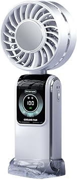 Hand Held Fan, Ultra Quiet High-Speed 90 Foldable Hand Held Fan with Led Digital Display,Powerful Portable Lightweight Personal Fans Portable Rechargeable for Vacation Hiking Outdoor