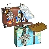 Maleta pequeña: 10 juegos de maletas con mapas del mundo, llaveros de avión | Decoración de viaje vintage con accesorios con temática terrestre, perfecta para obsequios de boda, despedidas de soltera,