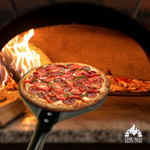 Image of Chicago Brick Oven Turning Perforated Pizza Peel - 7 inch Diameter - 35 inch Overall Length - Premium Pizza Peel, Pizza Steel, 12 Inch for Professional and Home Use