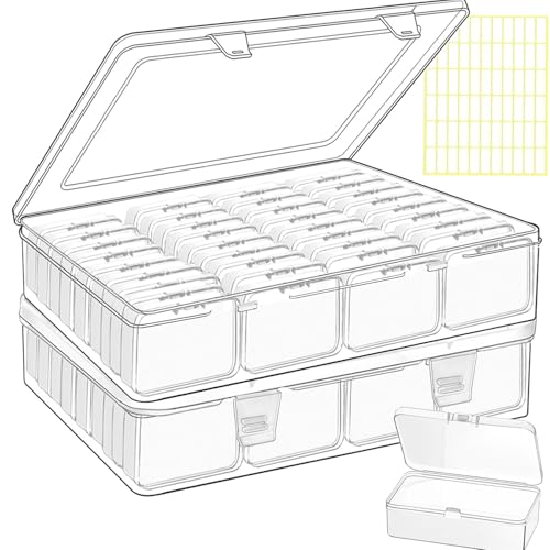 Image of 74pcs Bead storage containers, bead organizer boxes and craft storage boxes for bracelet making DIY jewelry craft nails, bracelets, jewelry, diamonds, clay beads, screws 2.5x1.7x0.8Inch