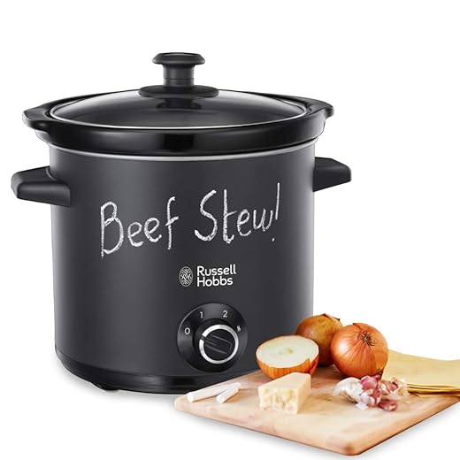 Russell Hobbs Chalkboard Slowcooker, 4 Porties (3,5L), Mat Zwart, "Schoolbord" Oppervlak, Incl. Krijt, 200 Watt, 24180-56