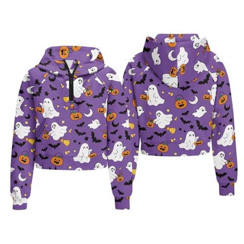 Girls' Hoodies Sweatshirts Half Zipper Pullover Crop Tops for Girls Long Sleeve Spring Fall Winter Outwear