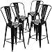 BELLEZE Set of (4) Modern Industrial 30"-inch Stool Counter Height Backrest Seat Bar Height Stools, Black