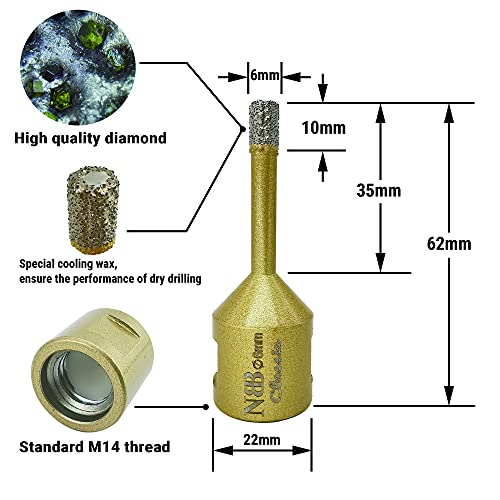 NBB vacuum brazed diamond hole saw with M14, Classic Golden type - Image 2