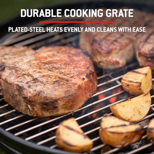 Weber Original Kettle Barbecue A Carbone/Griglia 47 Cm, Coperchio E Braciere Smaltati In Porcellana, Sistema One-Touch, Termometro, Treppiede Con Ruote, Nero - 7