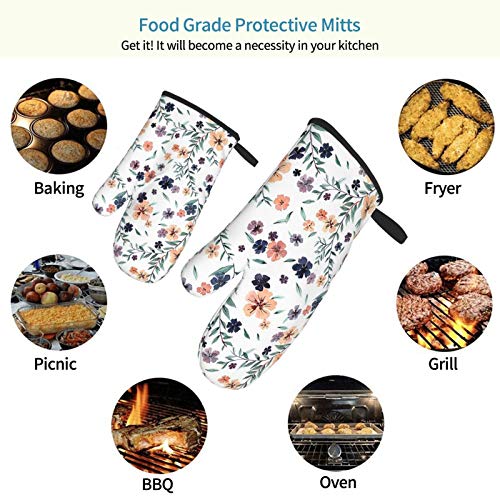 Flower White Oven Mitts Heat Resistant Glove For Women Cooking Baking Grilling Bbq Microwave #TOP7