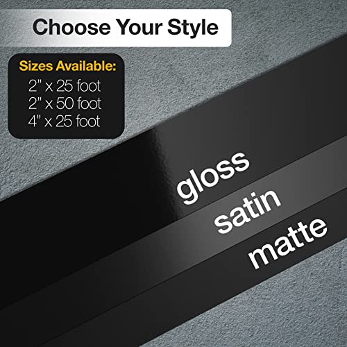 Image of 3M Black Out Trim Chrome Delete Vinyl Wrap Kit | 25ft Roll of 3m Scotchprint 2080 | Felt Edge Squeegee and Razor Blade Included (Satin, 2 inch by 25ft)