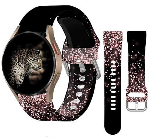 20mm Silicone Sport Bands Compatible with Galaxy Watch 6/Watch 5/Galaxy Watch 4 40mm 44mm/Classic 42mm 46mm/Watch 3 41mm, Active 2 Watch Bands,Cute Replacement Strap for Women(pink glitter Sparkle