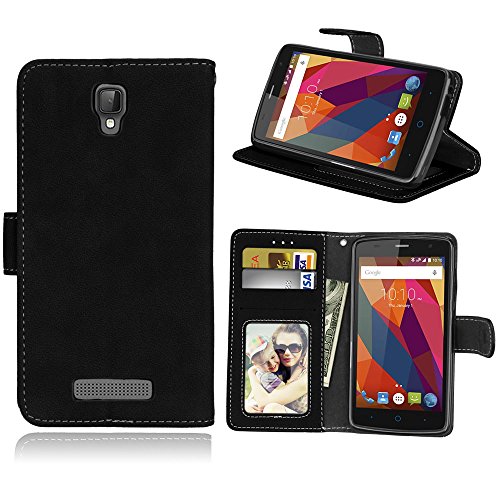 Luckyandery ZTE Blade L5 Plus Funda Flip,ZTE Blade L5 Plus Cartera, Flip Wallet Case Cover Card Slot Holder with KickStand for ZTE Blade L5 Plus - ZTE Blade L5 Plus, ZTE Blade L5 Plus, Negro