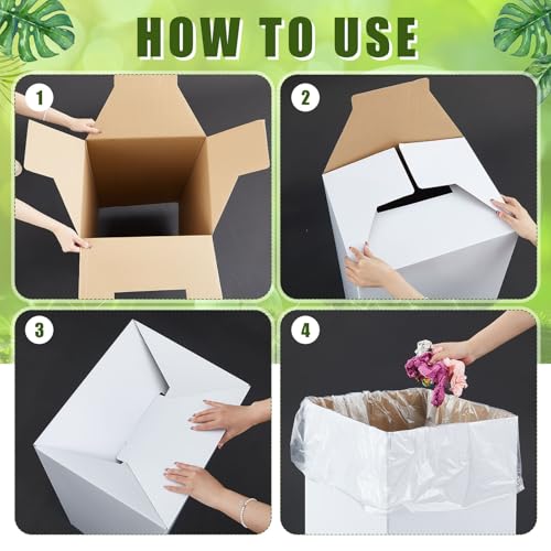 Image of 1 Pcs 13 Gallon Cardboard Trash Cans Disposable and Reusable Corrugated Cardboard Cans Recycling Bins Bulk with 2 Garbage Bags for Parties Events (13 Gallon)