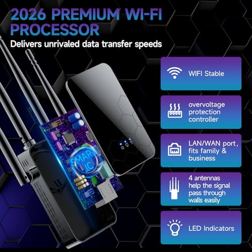 Image of 2026 WiFi Extender Signal Booster, 10000 Sq.ft Long Range Repeater Wireless Routers Amplifier for Home, 1 Tap Setup