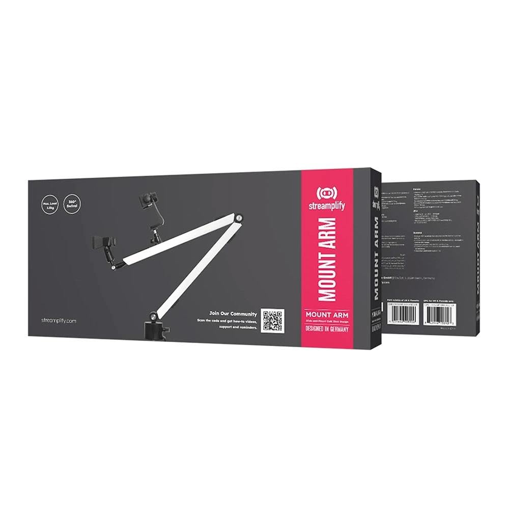 Streamplify MOUNT ARM Micrófono Streaming, Blanco | Micrófono streaming USB condensador con patrón cardioide, filtro pop y trípode, ideal podcast, gaming y YouTube