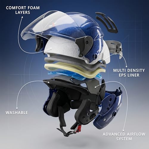 Image of Cortex TRIGER Half Face Helmet Glossy Finish with Scratch Resistant Polycarbonate Visor, Hard ABS Shell Helmet for Men and Women | Clear Visor, Lightweight