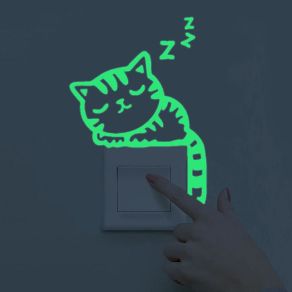 Lot de 10 autocollants lumineux pour interrupteur, autocollants muraux phosphorescents pour appartement, salle de bain, autocollants décoratifs pour murs (cinq styles, deux par style)